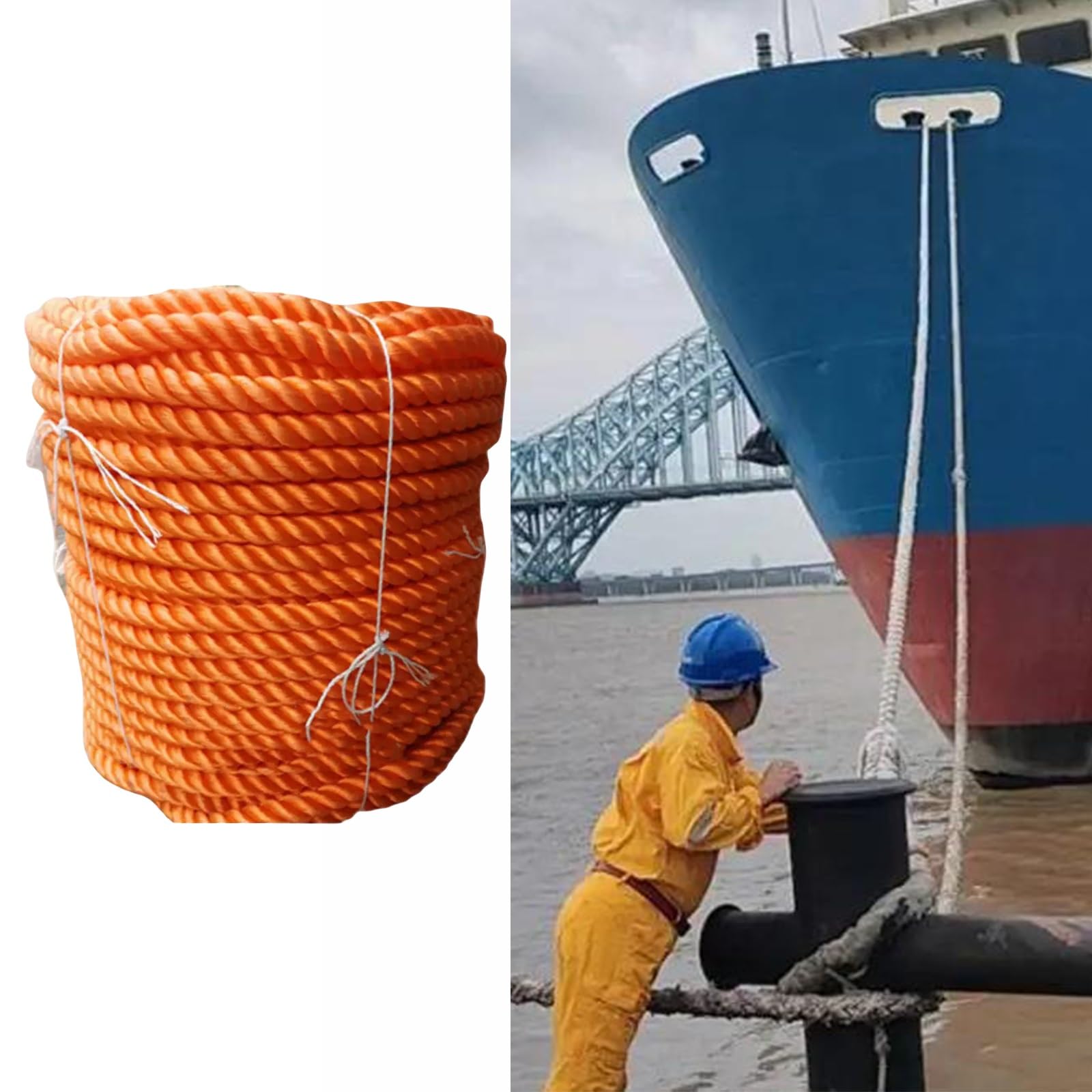 Cabo de Anclaje para Grandes embarcaciones, Cuerda Marina de UHMWPE de 30 mm para atraque, fondeo y Amarre de Buques de línea, Yates, cargueros y Grandes pesqueros(1m)