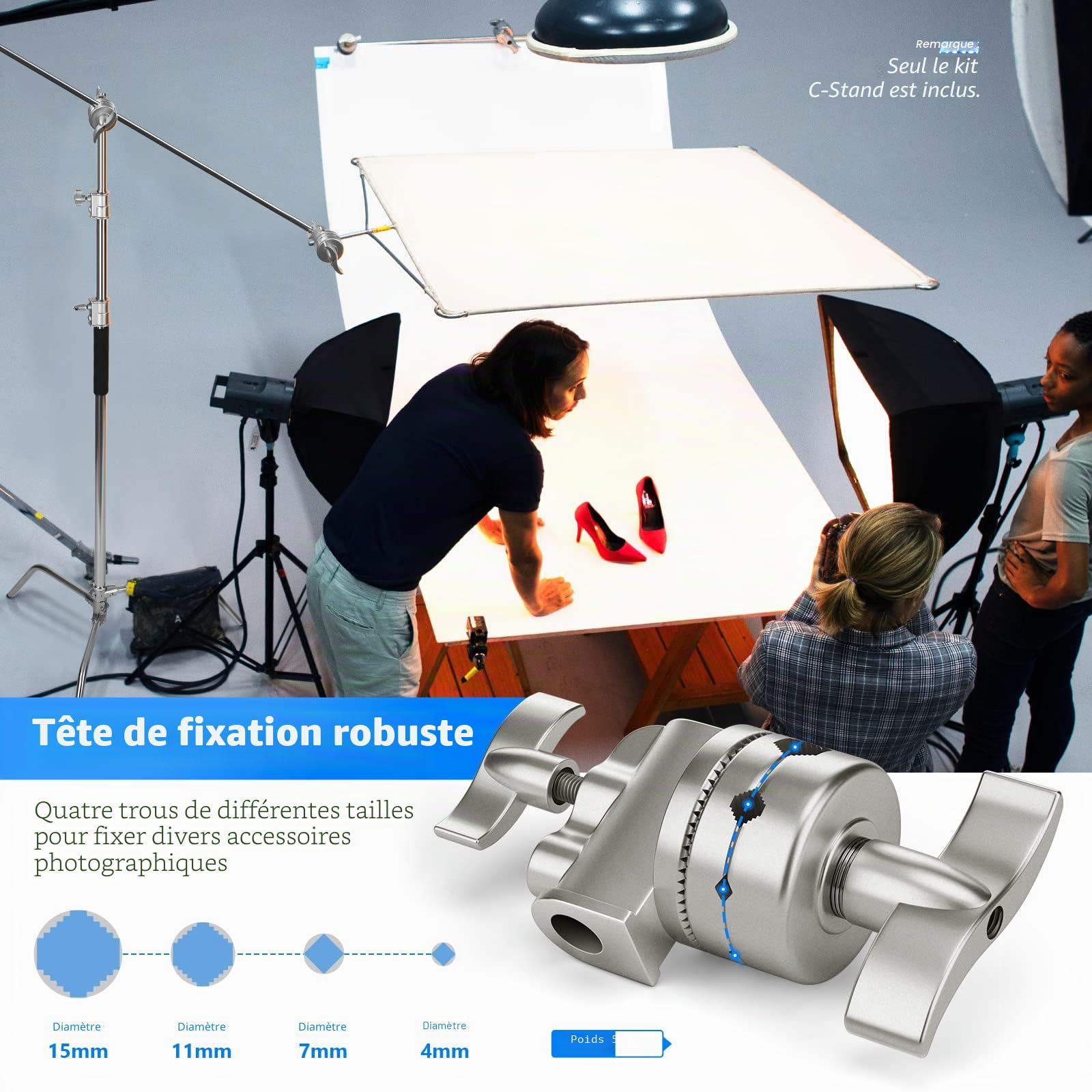 NEEWER C Stand Pro Robuste en Acier Inoxydable 100% avec Bras Boom,Hauteur Max 320cm Pour Lumière de Photographie avec Bras de Maintien de 128cm,2 Têtes de Grip pour Studio Monolight,Softbox, SC320