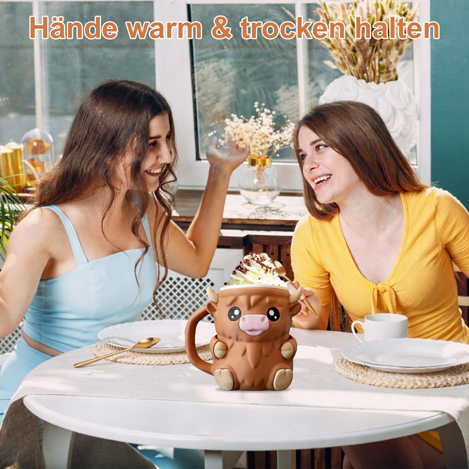 Foonary Highland Cow - Supporto per bicchiere da gelato in PLA, moderno e minimalista, ideale come regalo personale per amici e colleghi