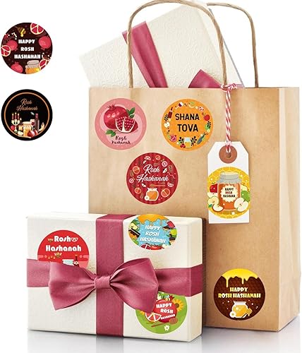 Miniatura 3 de 17 hojas de calcomanías de Rosh Hashanah, coloridas decorativas, Shana Tova, calcomanías circulares redondas para Año Nuevo judío, suministros de