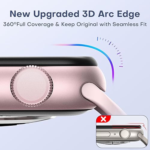 Miniatura 3 de TAURI Paquete de 2 protectores de pantalla de vidrio templado para Apple Watch Series 987 de 1.614 pulgadas, antiarañazos, sin burbujas y