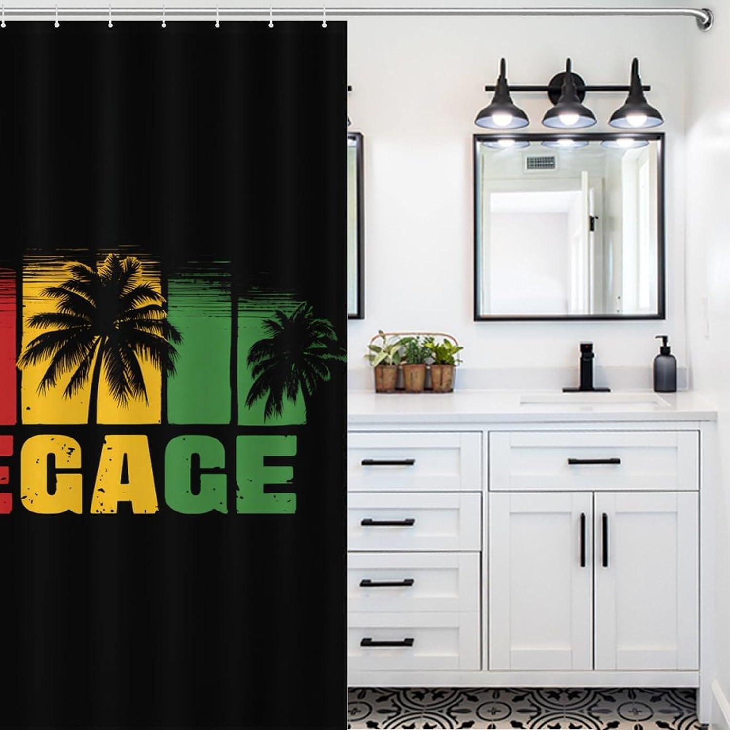 Reggae Music Shower Curtain 46.85x70.87Inch（119x180cm） Polyester Bath Curtain Shower Curtains Printed Decorative