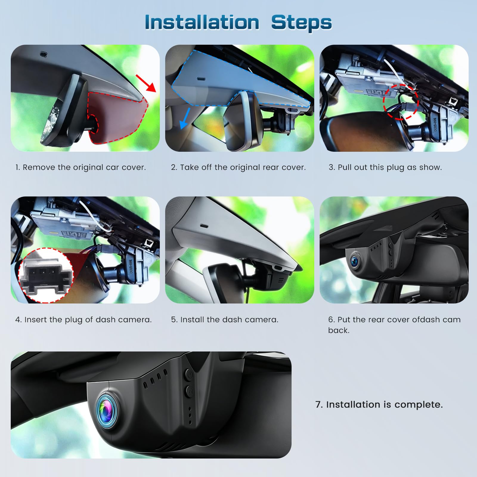 Dashcam 4K Delantera, Aspecto OEM Dash CAM Coche, para VW Tiguan 2018 2019 2020 2021 2022 2023 2024, Tarjeta de 64 GB,GPS/G-Sensor/Grabación en Bucle, Control por App