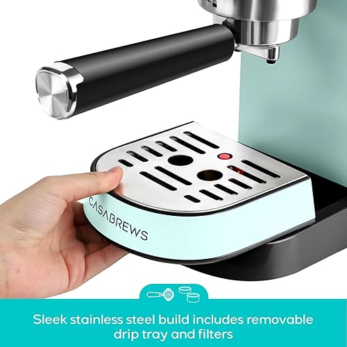 Miniatura 14 de CASABREWS CM5418 Máquina de café expreso de 20 bares, cafetera compacta con espumador de leche de vapor, cafetera de acero inoxidable con tanque
