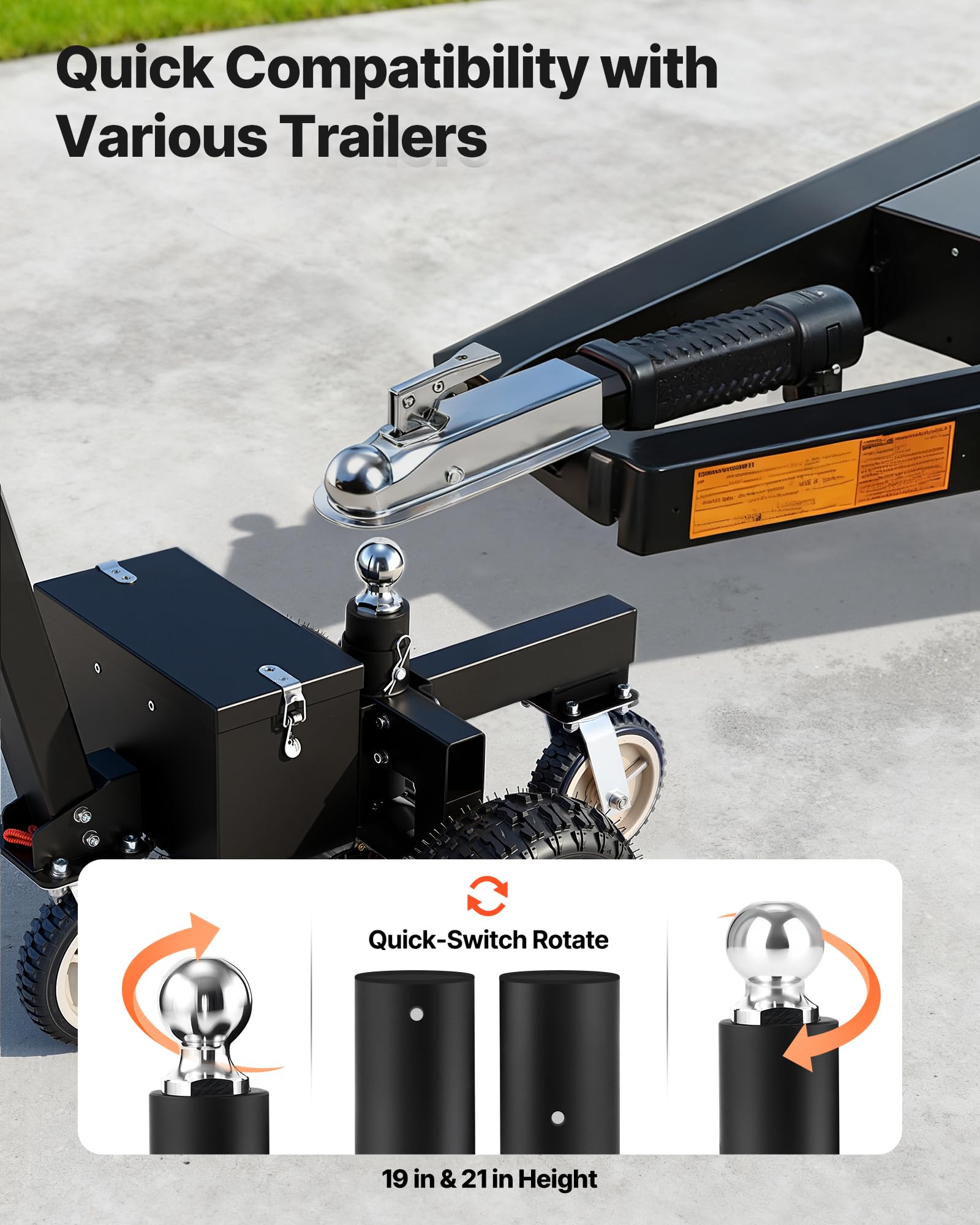 VEVOR Enganche Eléctrico para Remolque, Capacidad Máxima 1633 kg, Carga Vertical Máxima de 272 kg, 800 W, con Acoplamientos de Bola de Remolque para Autocaravanas, Camiones