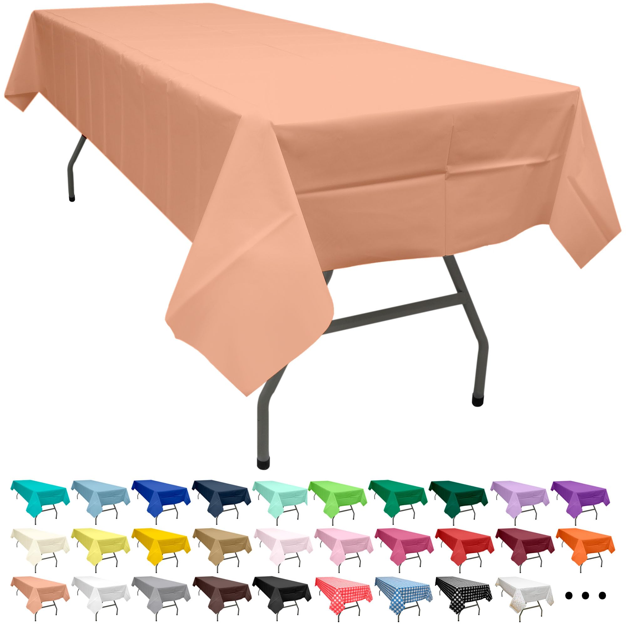 Party Ulyja Blush Pink 2 Pack Plastic Tablecloth Rectangle 54 x 108 Inches Disposable Pale Pastel Pink Reusable Table Covers for Dining, Birthday, Wedding, Picnic, Event and Outdoor Use — view 13