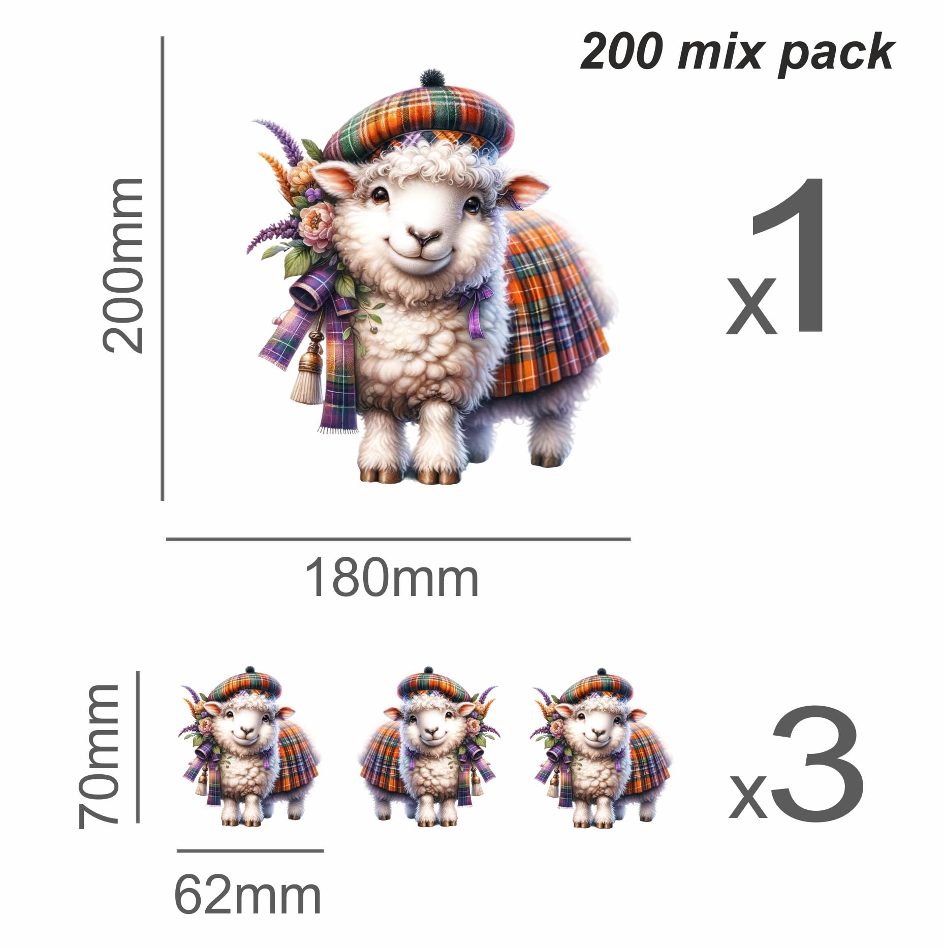 x4 Sheep Vinyl Stickers, Vibrant Blackout Waterproof Decals, Multi Purpose 1@ 20cm Tall Ideal for Toilets car - Image 3
