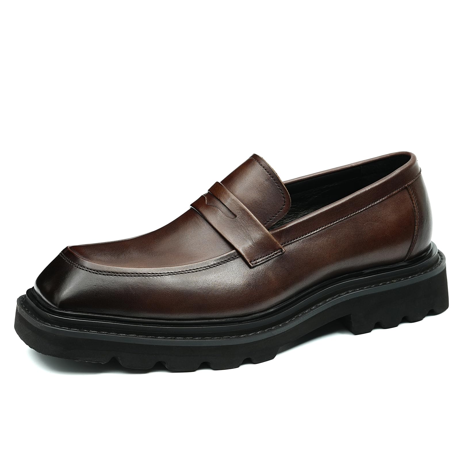 Mocassini Comodi con Suola Spessa da Uomo Scarpe Formali in Pelle Slip On Affari