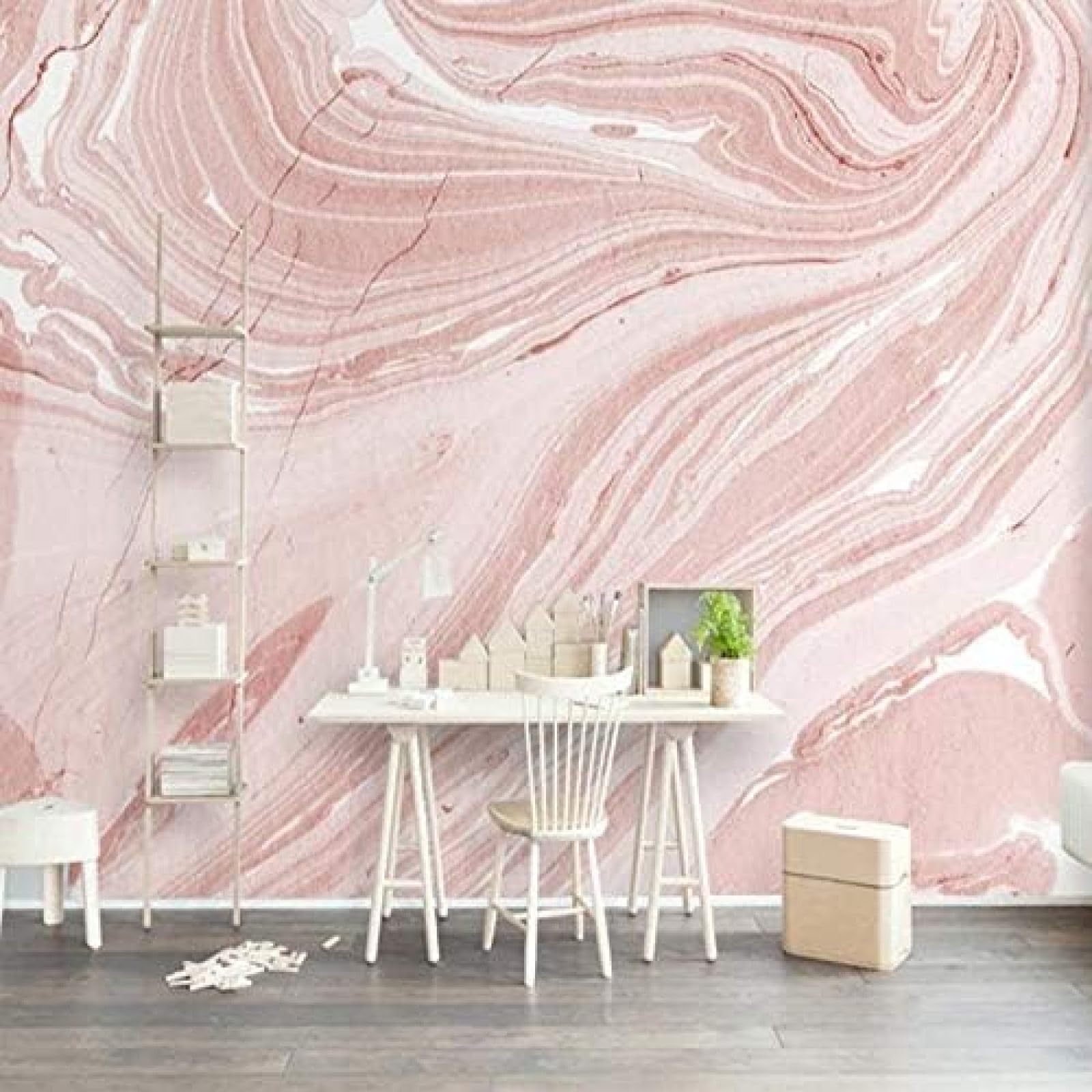 Papier peint effet marbre rose 3D intissé XLMING revêtement mural luxe pour salon 150x105