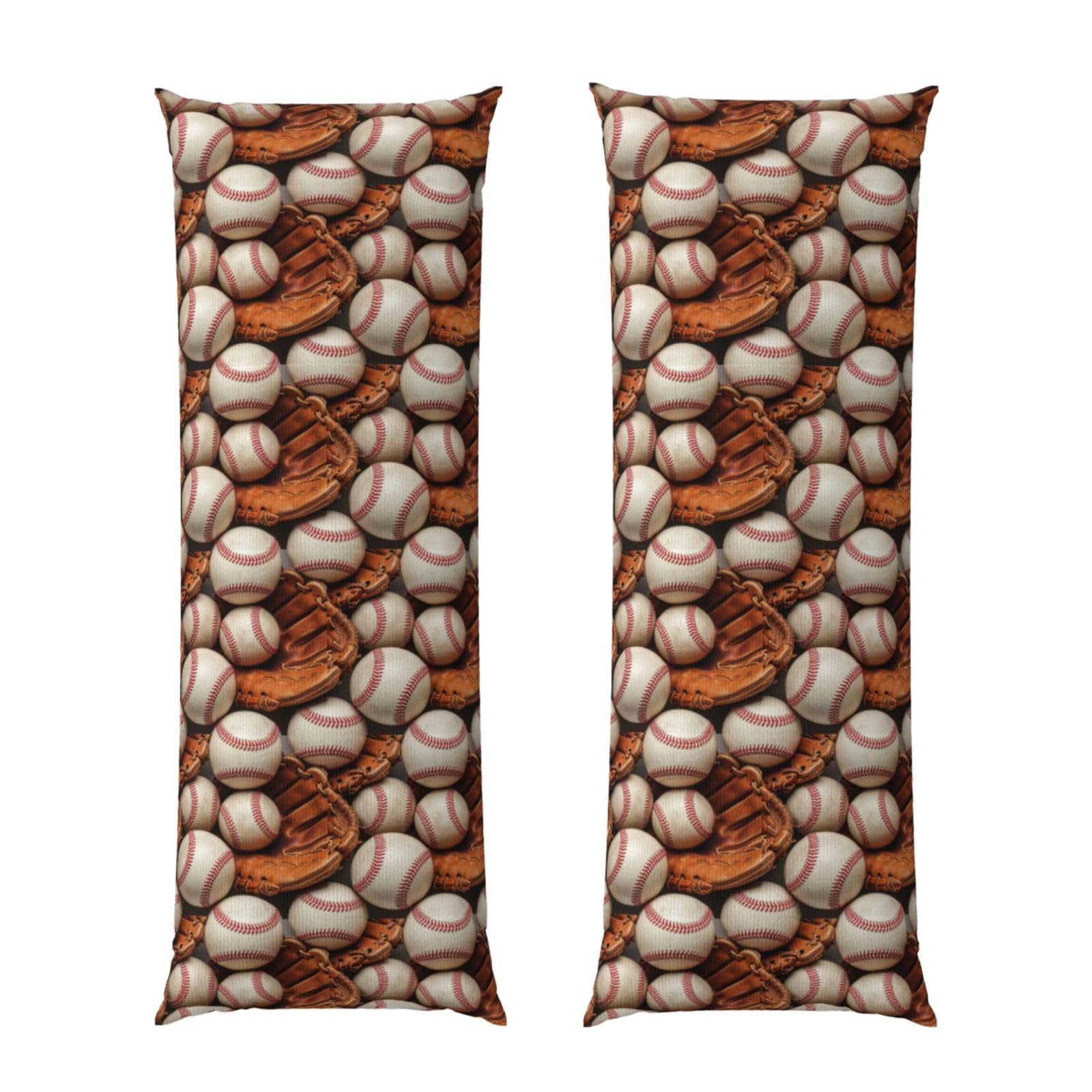 Body Pillowcase 20x60 Baseballs, Cozy Plush Velvet Pillow Cover with Hidden Zipper, Soft Cushion Case for Bedroom Sofa Home Decor