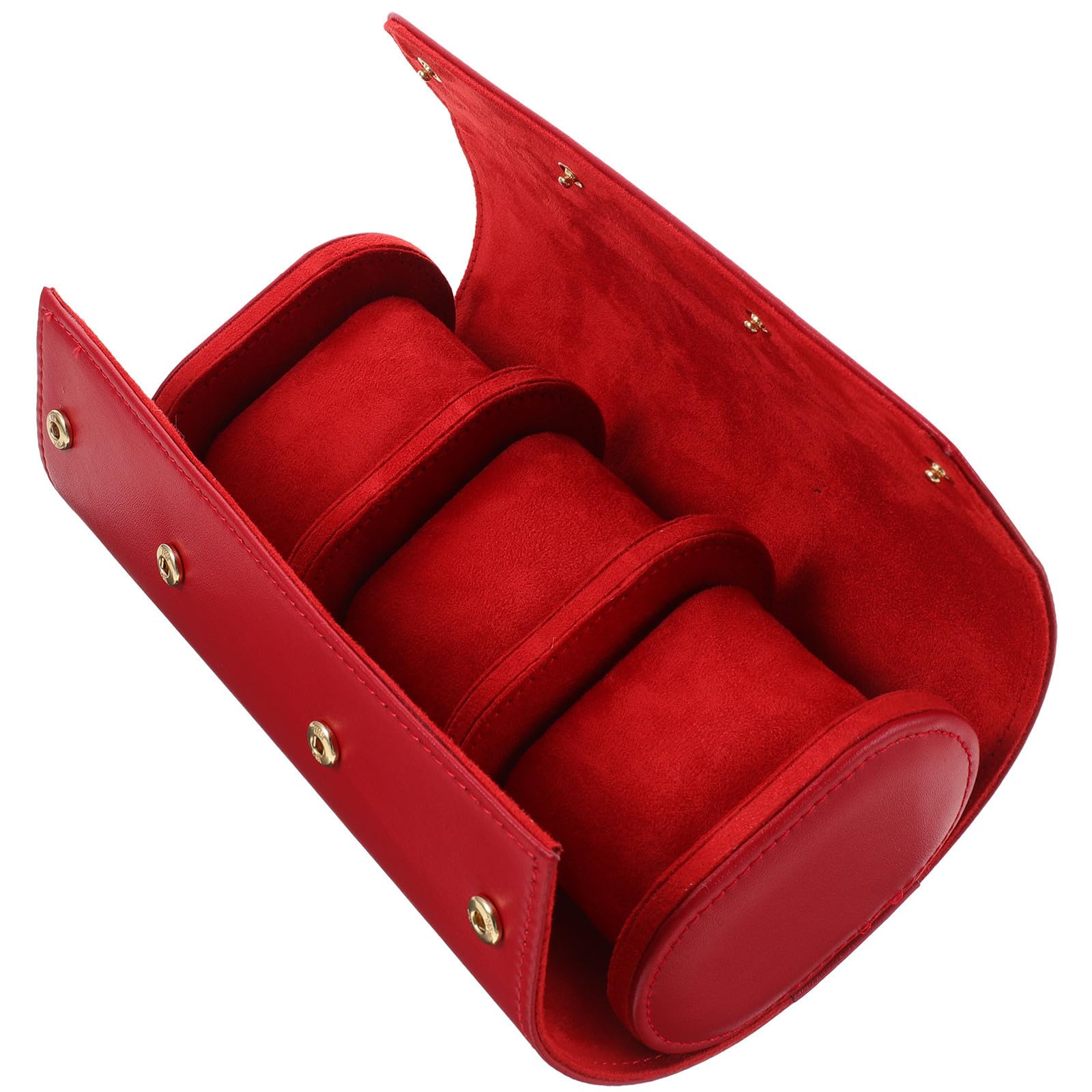 Organizador de Relojes Rojo con Compartimentos para 3 Relojes, Fácil de Transportar y Protector para Viajes y Uso en Hogar