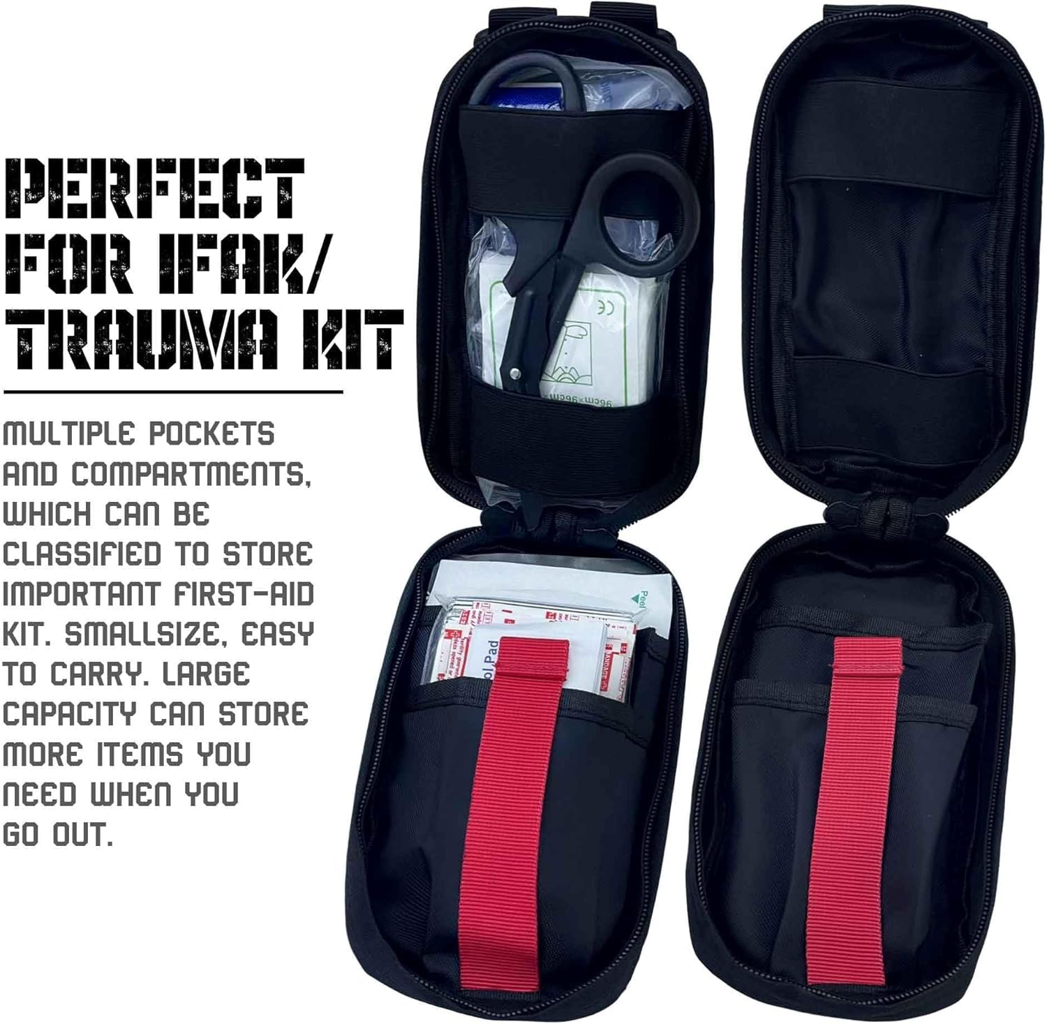 Ifak Med - Kit de primeros auxilios para trauma Molle negro, accesorio de repuesto para kit de primeros auxilios médicos de emergencia para equipo de supervivencia militar