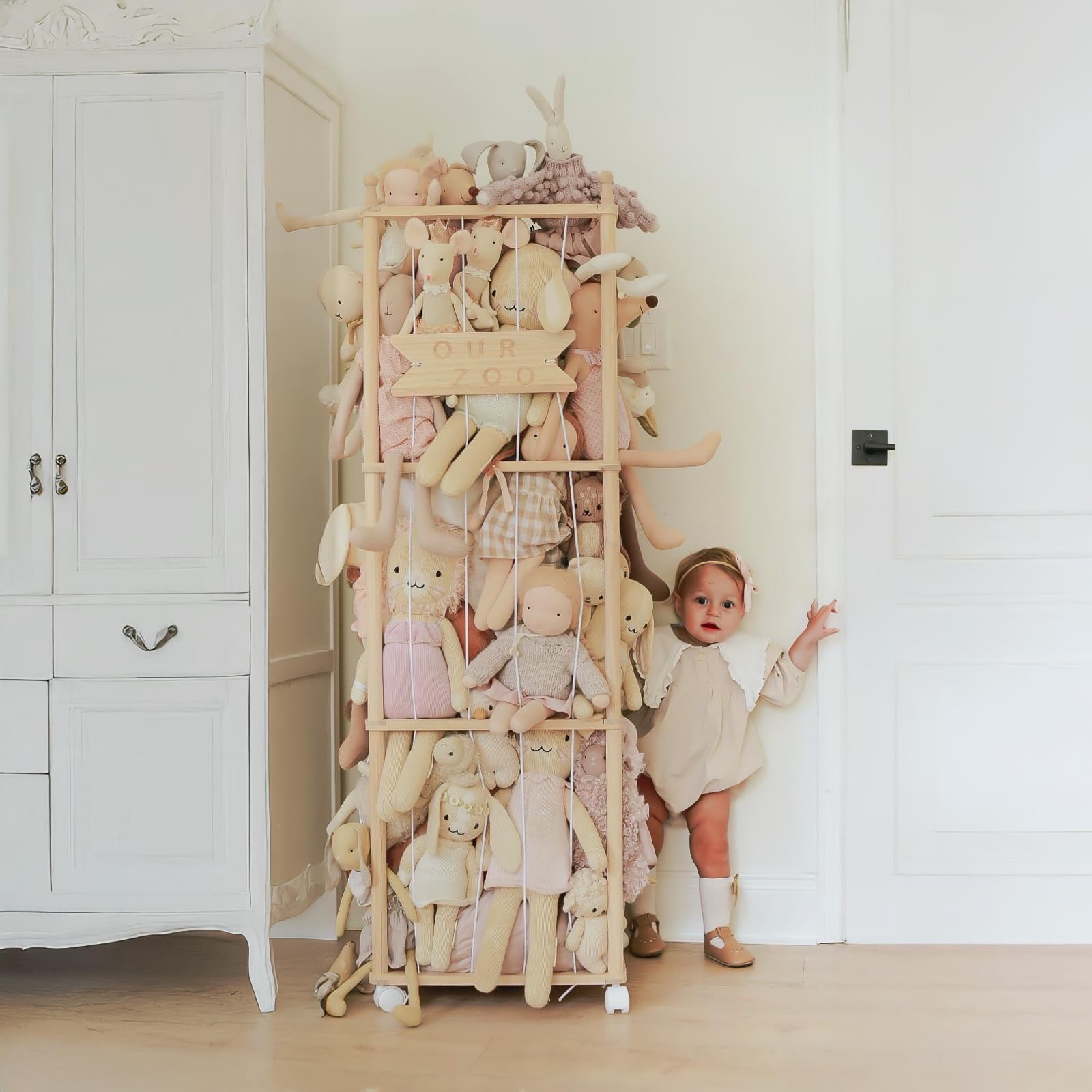 Porta giochi bambini, organizer giochi bambini, Wood porta peluche, 137cm