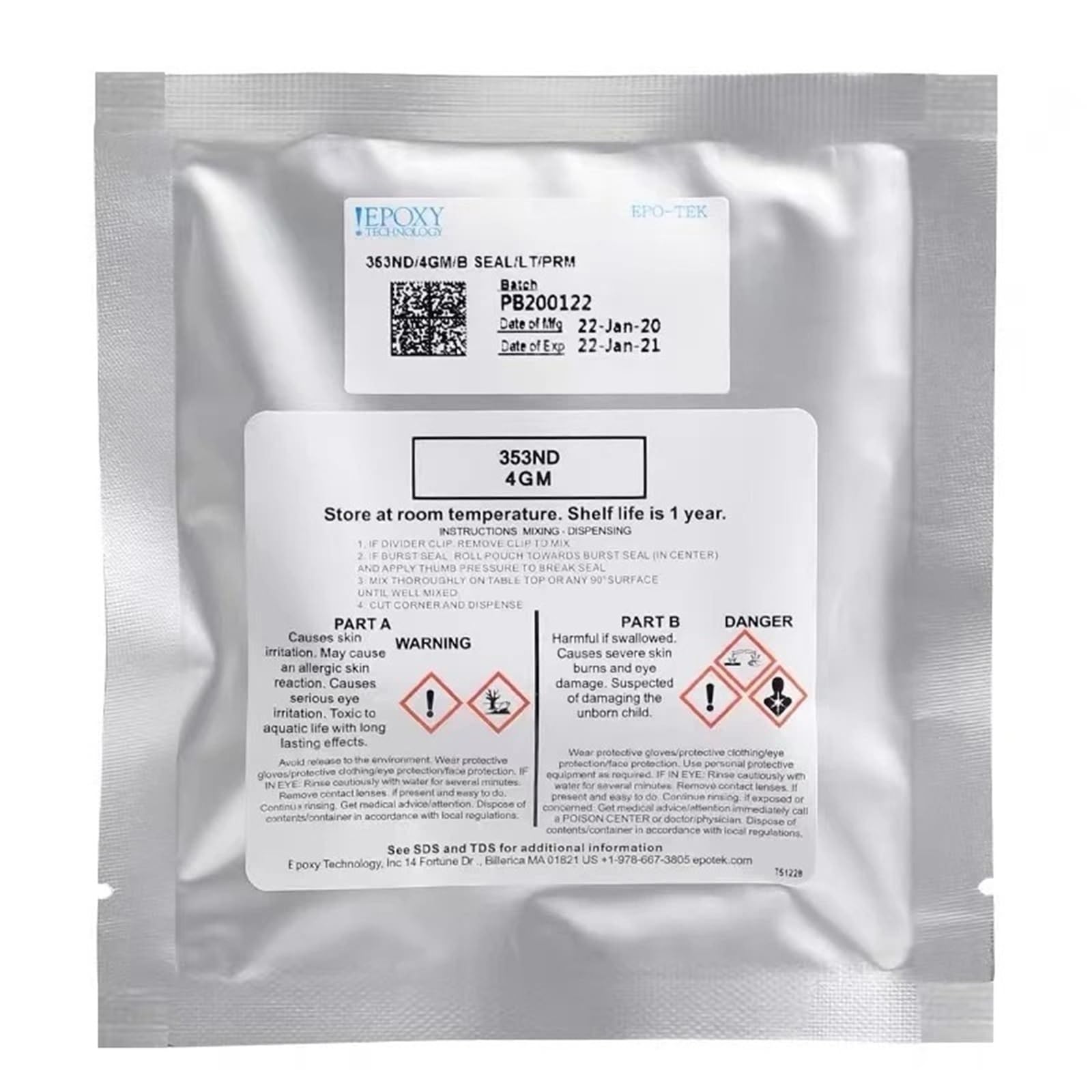 Colle époxy 353nd-ab, adhésif for fibres optiques, durcissement rapide, 4 g