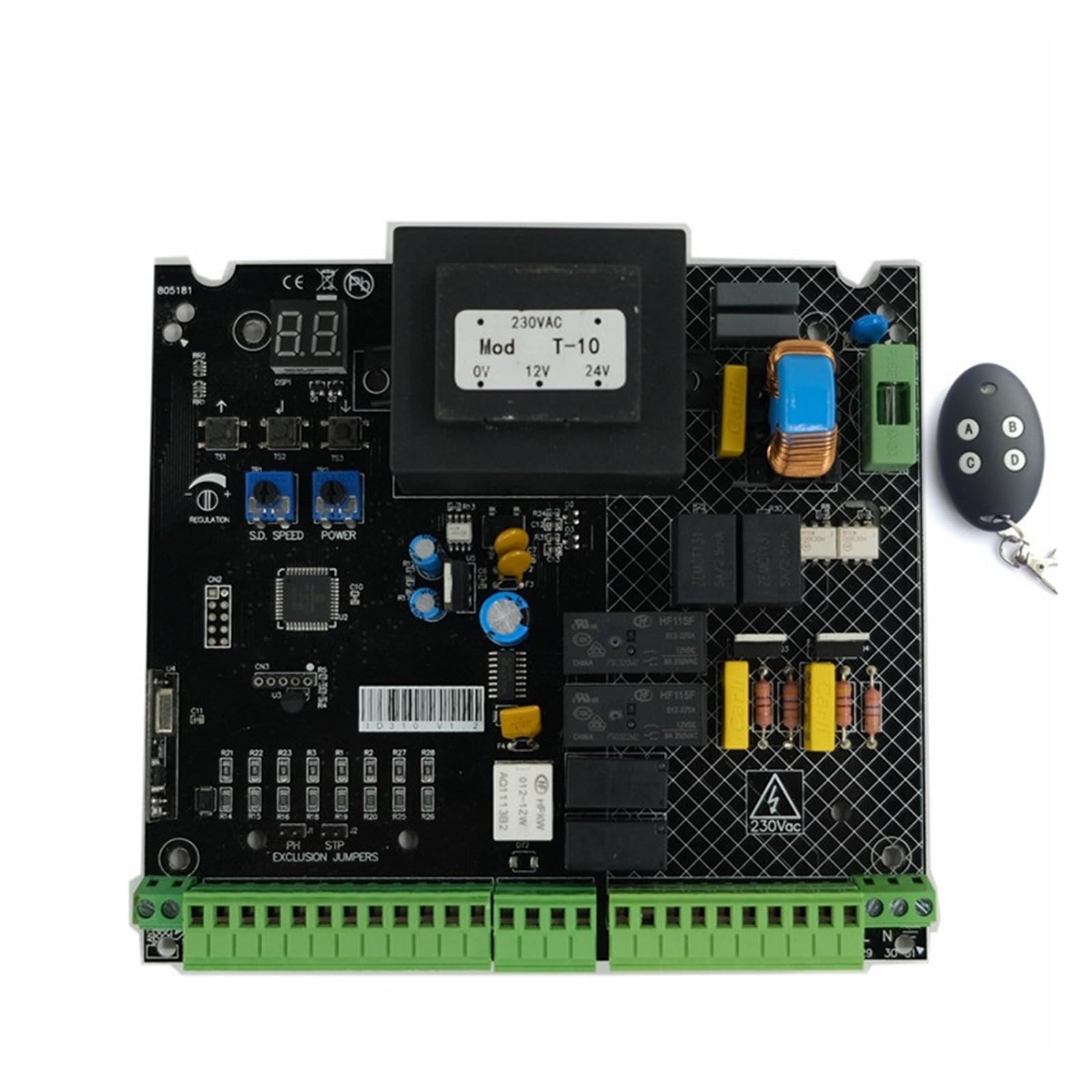 PCB Circuit Board Control Board AC Sliding Gate Opener Single Double Arms Swing Gate Opener Replacement PCB Circuit Control Board Strong Sensitivity(Board and 4pc Remote)