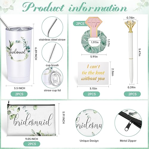 Miniatura 2 de 10 piezas de regalos de propuesta de dama de honor, regalos de dama de honor de 20 onzas, vasos de acero inoxidable para dama de honor, bolsa de