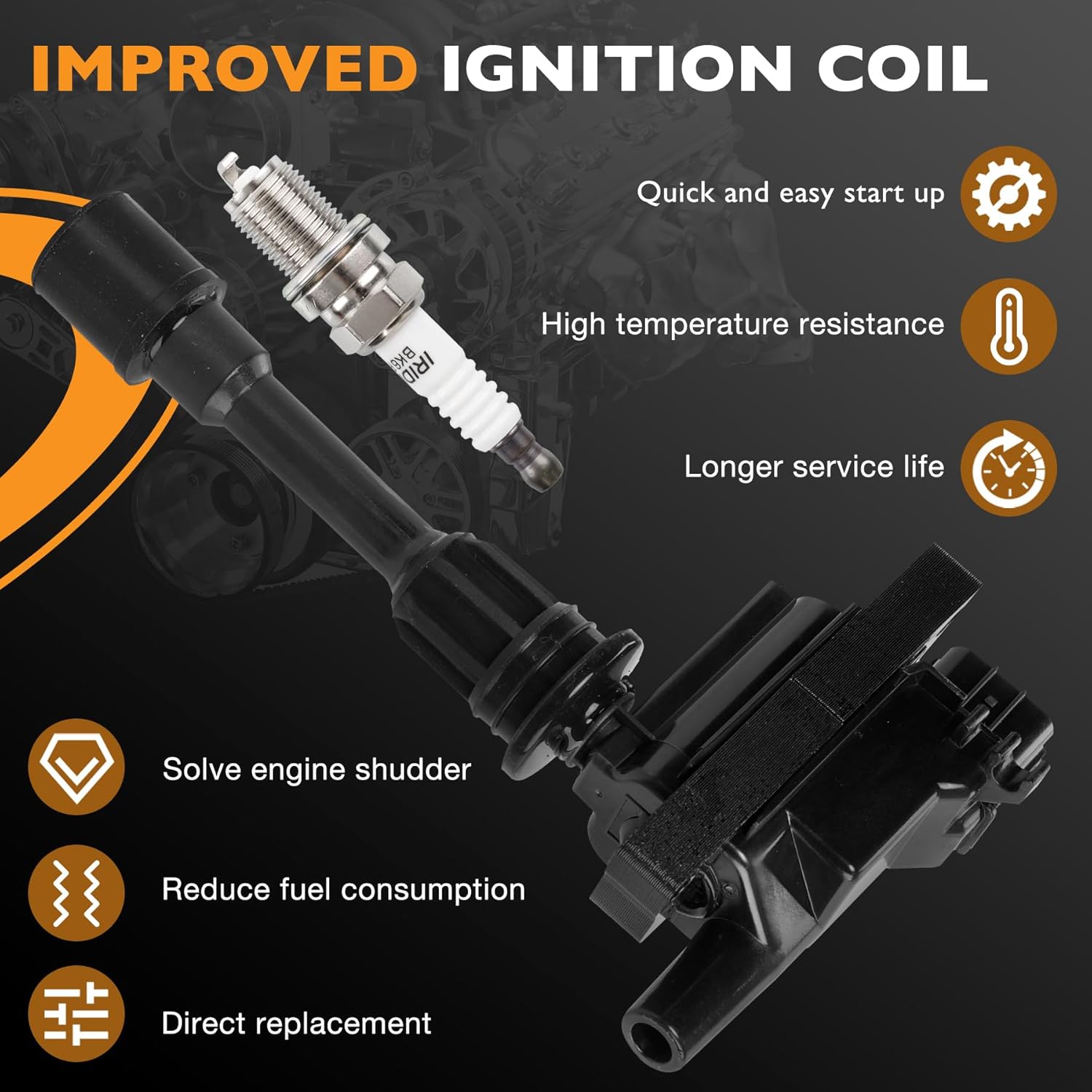 HQPASFY UF407 Ignition Coil Pack & Iridium Spark Plugs & Wire Compatible with 2001 2002 2003 Mazda Protege Mazda Protege5 Repalce# 5C1208 GN10301