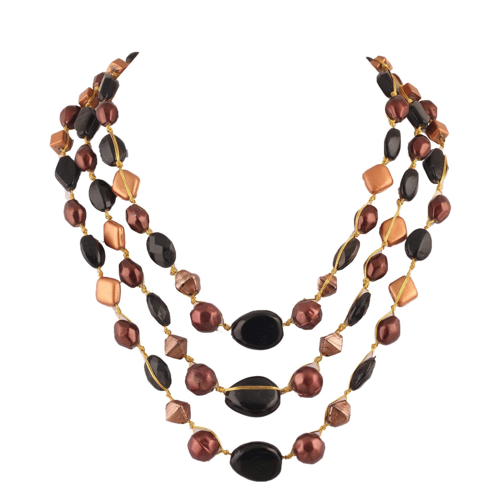 DCA Womens Multi-Colour Multi-Strand Glass Necklace (Black-Gold) (B0BTP58YKR) Amazon Price History, Amazon Price Tracker