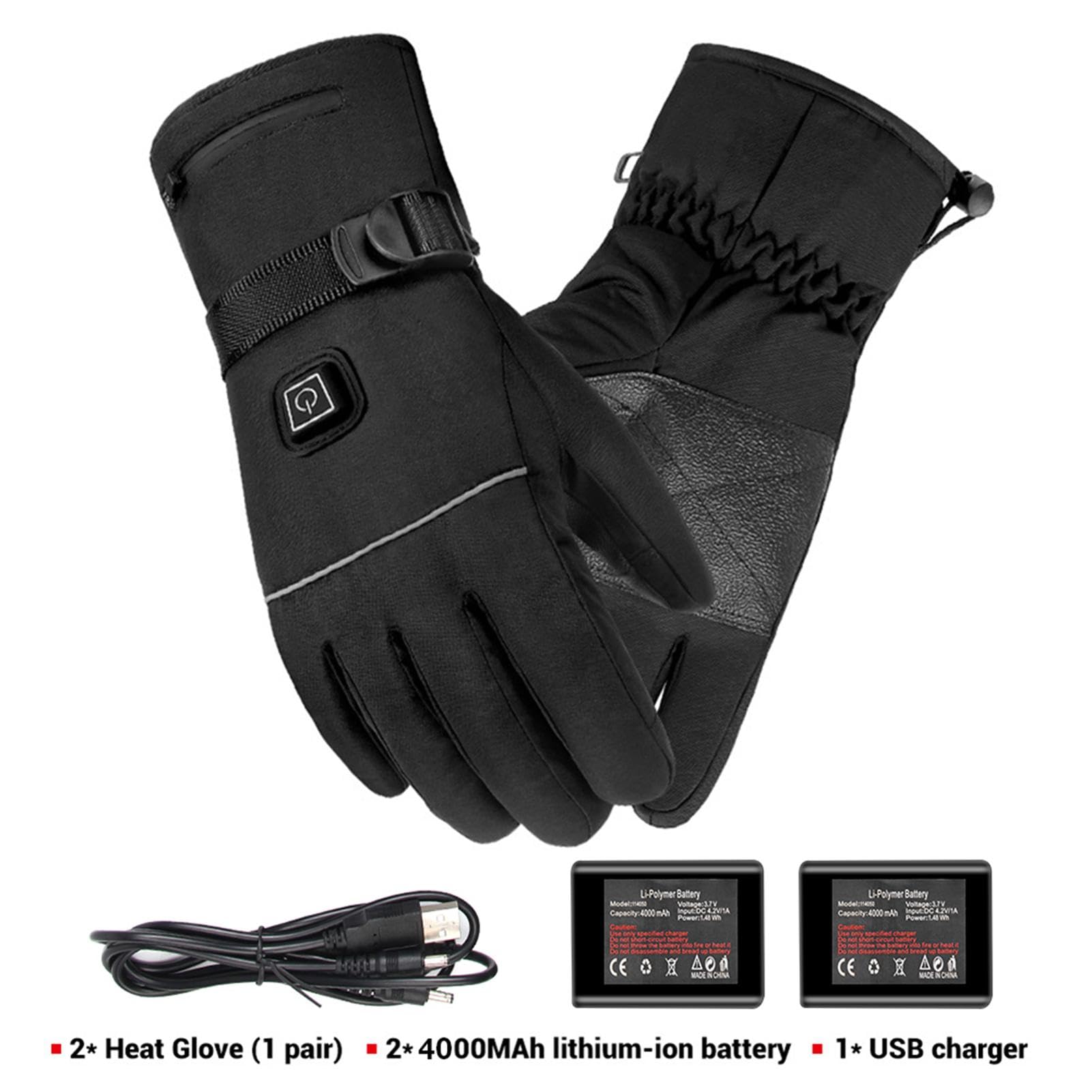 Guantes térmicos, Guantes aislados para Pantalla táctil | guantes eléctricos que funcionan con pilas, calentadores de manos recargables de 3.7 V con 3 ajustes de calor, guantes eléctr