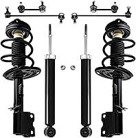 Vista 323 de Detroit Axle - Kit de puntales delanteros para Ford 2000-2004 Focus 2 puntales con muelle helicoidal 2 brazos de control inferiores con rótulas 2001