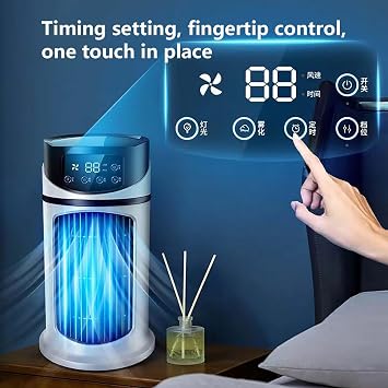 Generic Portable Air Conditioners, 2024 New Personal Evaporative Air Cooler with Wind Speed Regulation Light, Cool Mist& Timer, Mini Air Conditioner, Portable Fan for Room Bedroom, White