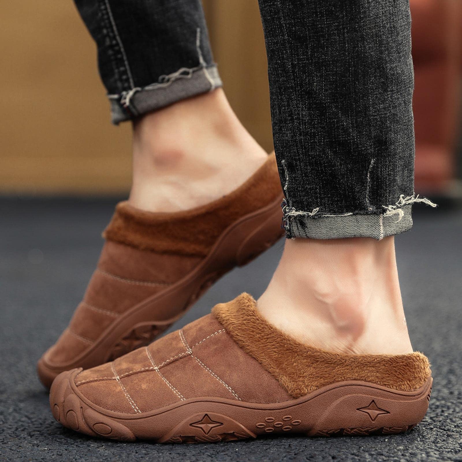 HIHELO Kapcie damskie męskie kapcie zimowe dno miękkie domowe buty bawełniane grube kapcie wewnętrzne wsuwane kapcie wygodne kapcie na buty plus size