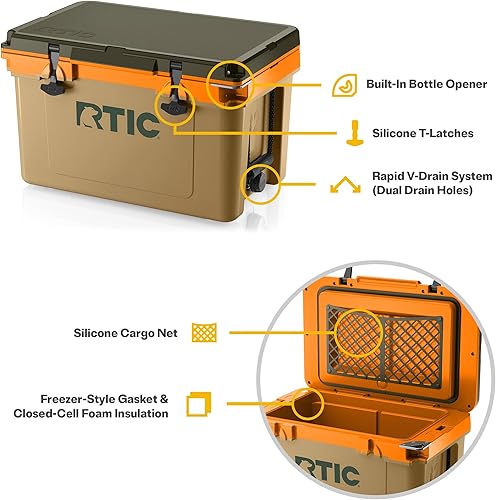 Miniatura 3 de RTIC Refrigerador duro ultraligero de 32 cuartos de galón con aislamiento portátil para bebidas, bebidas, playa, camping, picnic, pesca, barco,