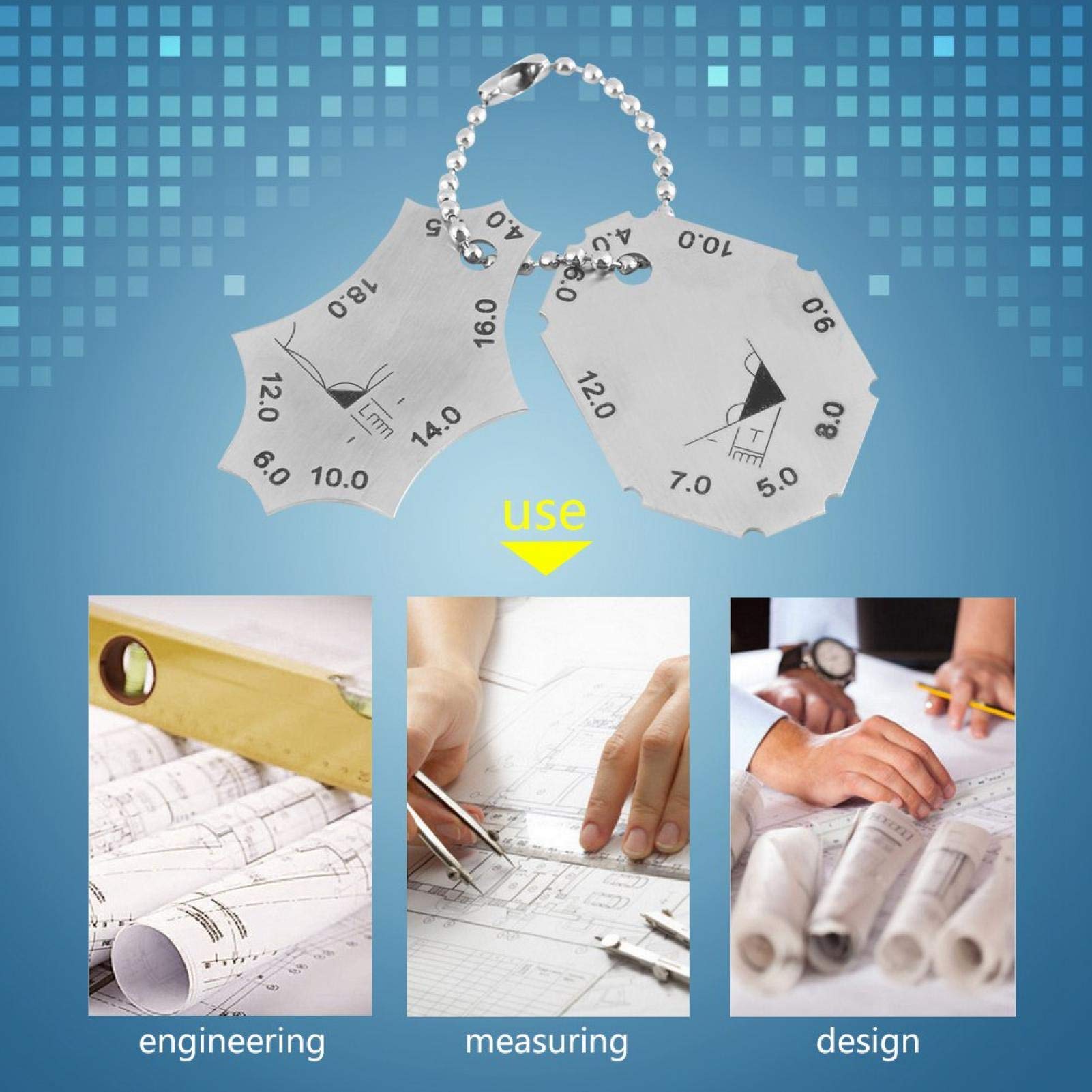 MIG Welding Equipment 2 Piece Fillet Welding Inspection Gauge Set, Stainless Steel Weld Gage Fillet Weld Tee Joint Welding Throat Depth Leg