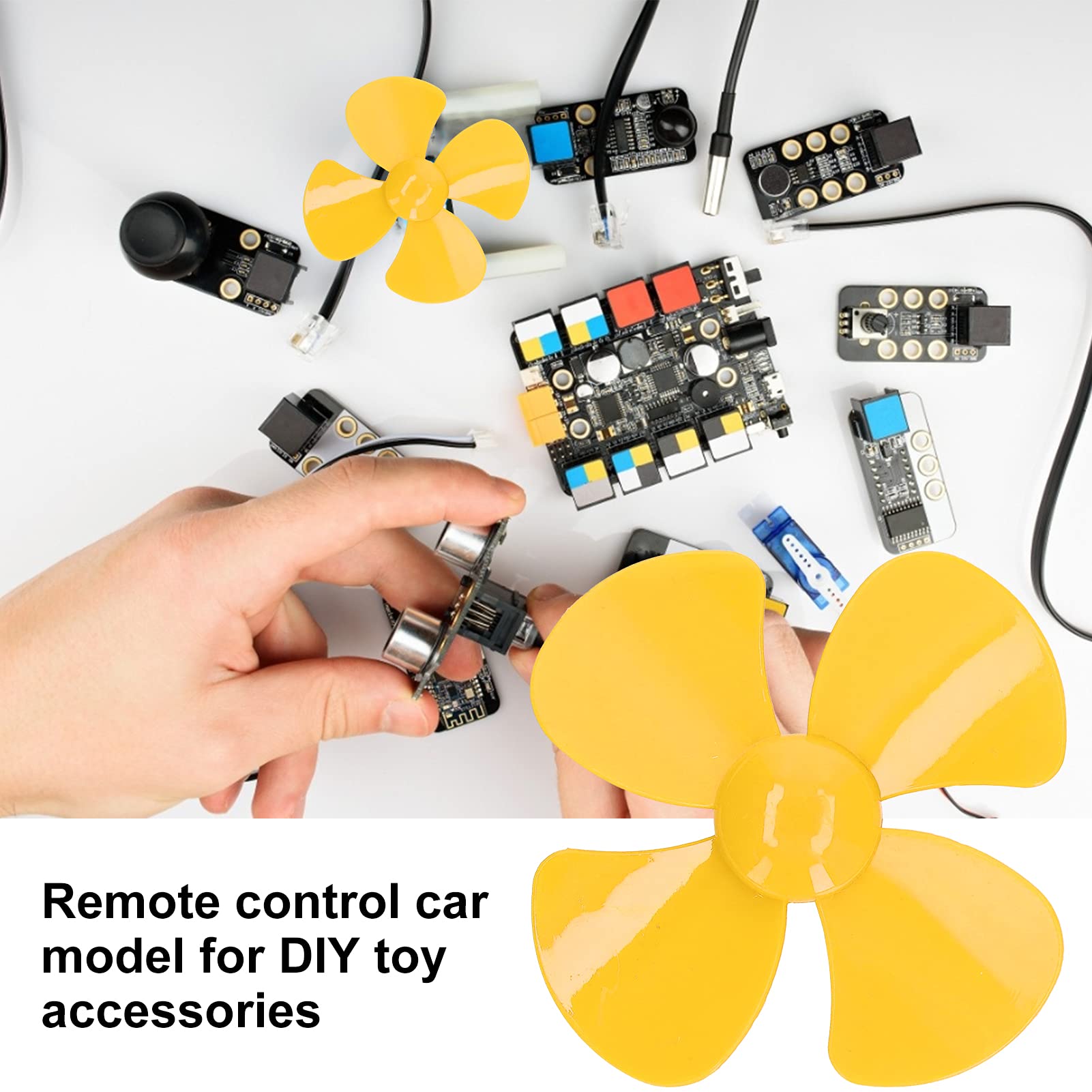 Boat Propeller, 10Pcs Propeller 4 Blades Strong Wind Light Weight 40mm for DIY Toy Car Propeller Costume Headwear and Hats (Yellow) - Image 2