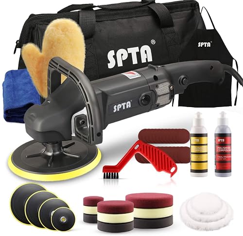 SPTA 7-Inch Rotary Car Polisher with Pads Set