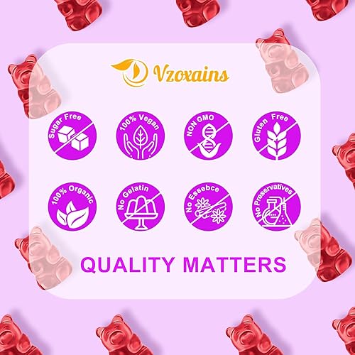 Miniatura 7 de VZOXAINS Gomitas de azafrán sin azúcar, suplemento de azafrán con flor de la pasión, rodiola, ashwagandha, vitamina B12 y D3, visión ocular,