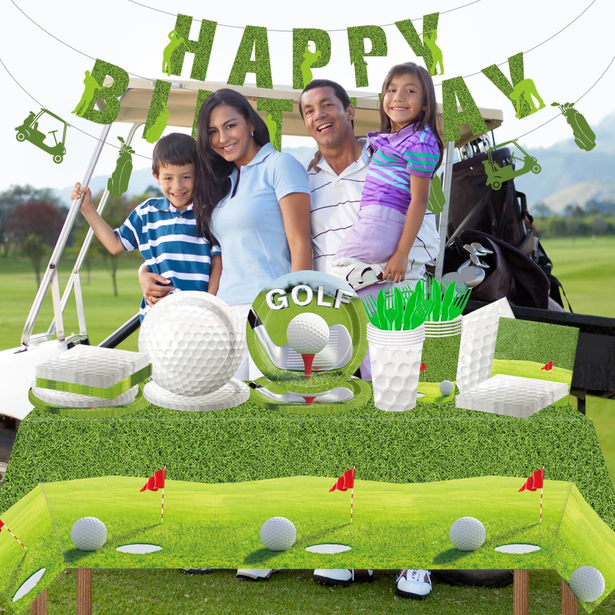 Golf-Party-Set – 62-teilig Mit Tellern, Servietten & Tischdecke, Einweg-Geschirr