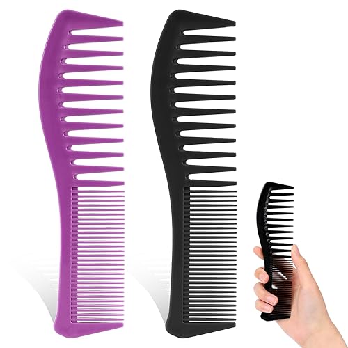 Peine de plástico multiusos para el cabello, paquete de 2 peines de peluquería de doble cara, plástico de 7.1 pulgadas para hombres y mujeres,