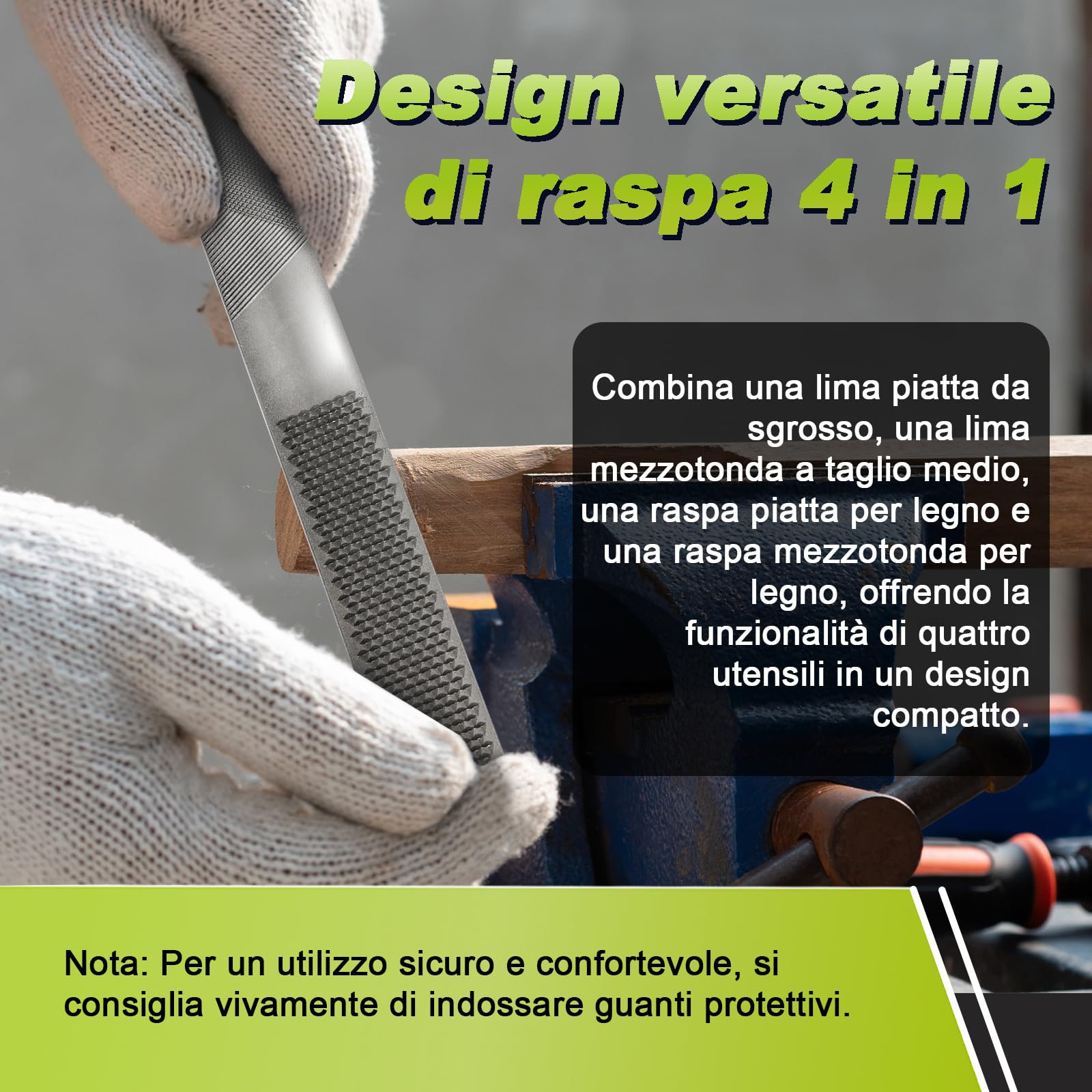 MORROWIND Raspa per Legno, 20 cm Utensile Manuale 4-in-1 in Acciaio ad Alto Tenore di Carbonio con Superfici Piana, Semitonda, Rotonda e Raspa, per Legno, Metallo Tenero e Plastica, 2-Pezzo