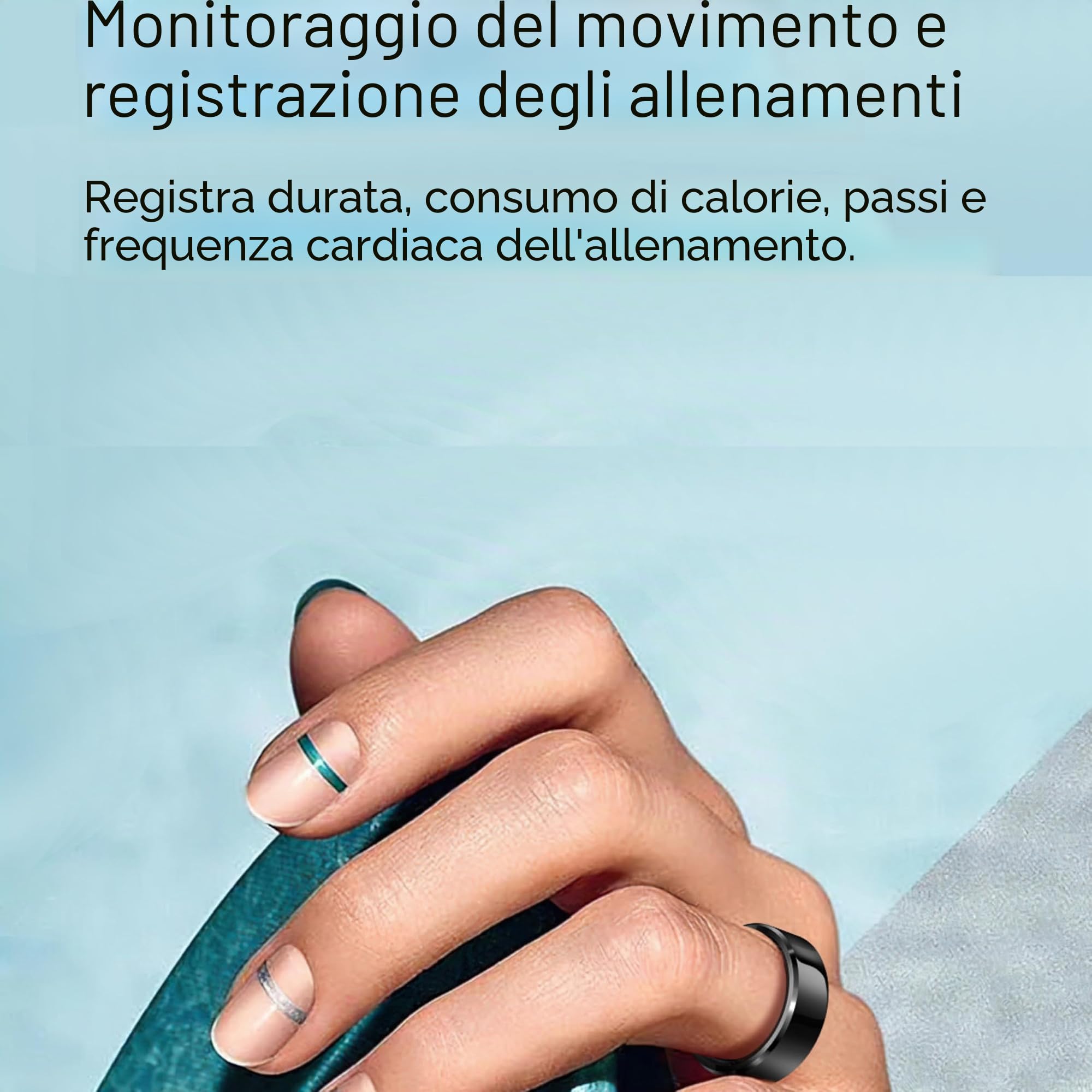 Beafon, Felixx, anello intelligente, SR6, argento, misura 8 (56,9 mm), fitness tracking, frequenza cardiaca, monitoraggio della pressione sanguigna, contappi, IP68, Bluetooth, acciaio inox, con