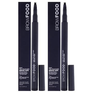 BrowFood 24H Tri Feather - Charcoal by LashFood for Women - 0.03 oz Eyebrow Pencil - Pack of 2