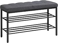HOOBRO Shoe Storage Bench with Cushion, Entryway Rack Seat 29.5"L x 12"W, Dark Gray 200lb Capacity BGZ95HX01