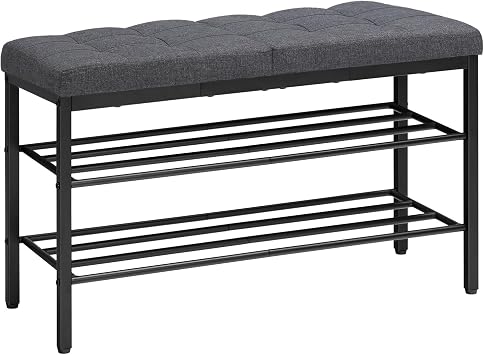 HOOBRO Shoe Bench, Storage Bench with Cushion, Entryway Bench Shoe Shelf