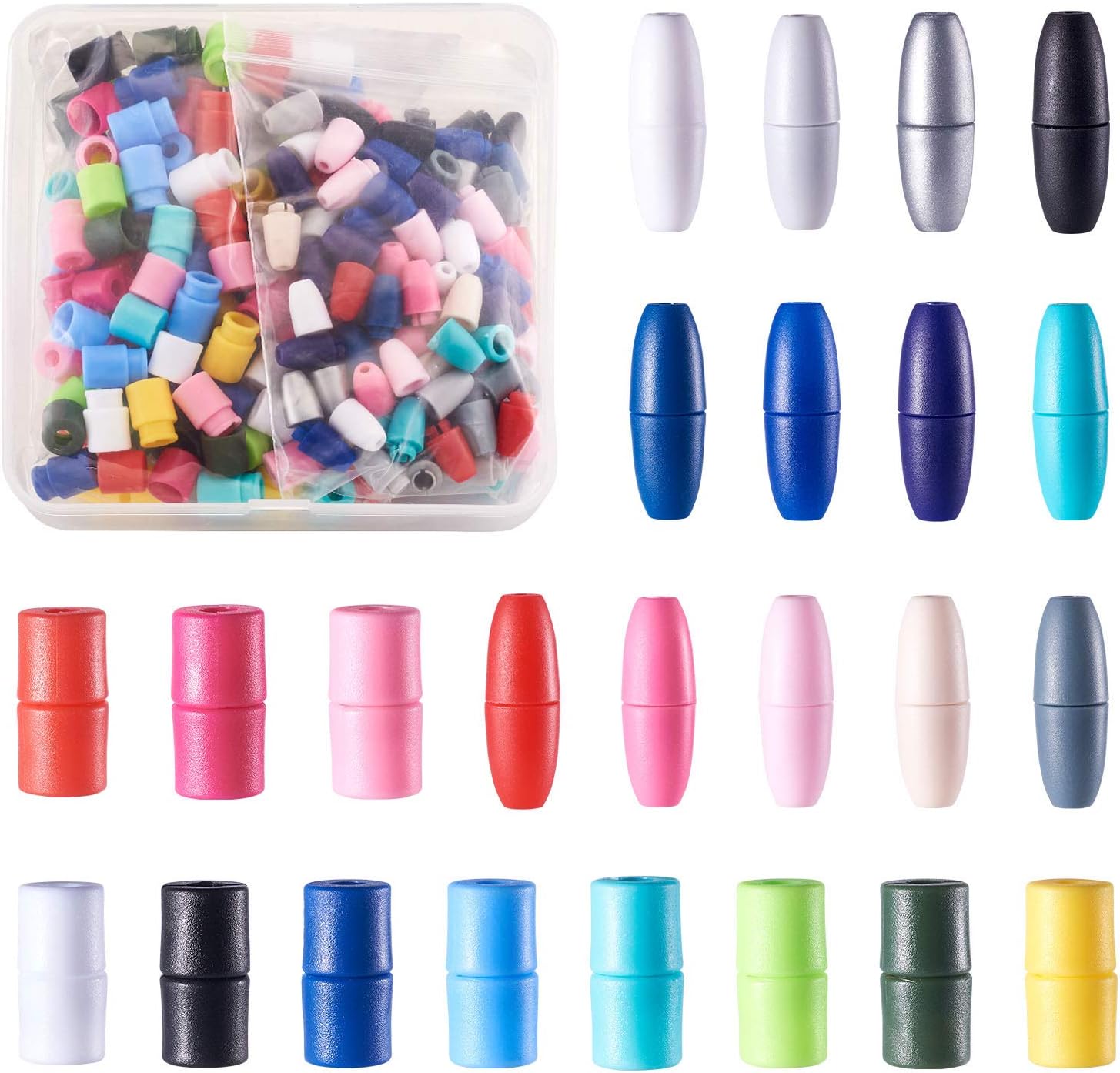 Craftdady 118pcs Plastic Breakaway Safety Clasps Barrel Column Buckle Connectors for Ribbon Lanyard Paracord Necklace Jewelry Craft Making