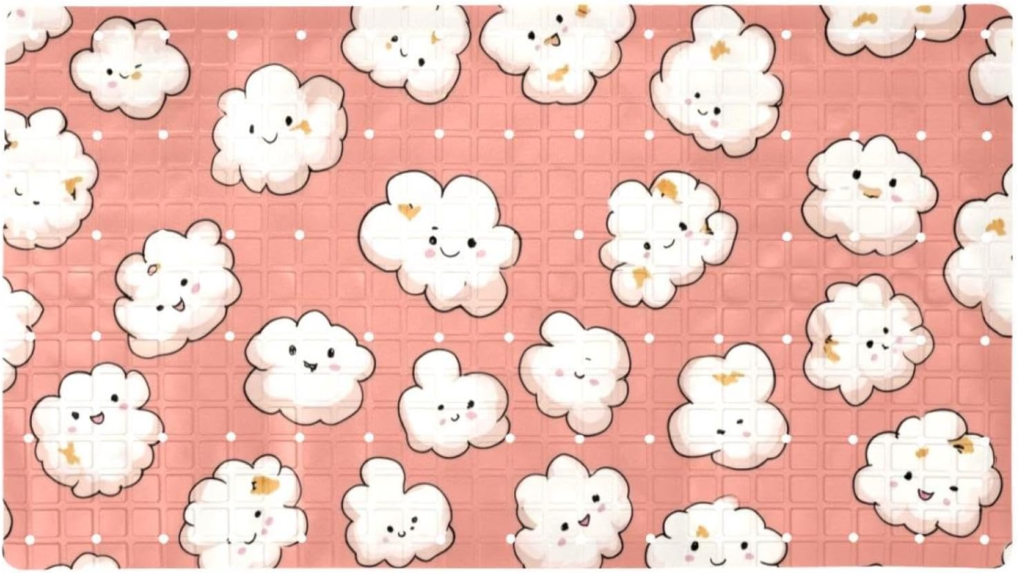 Bath Tub Mat Non Slip 15.1 x 26.8 Inch, Cute Pink Background with Red Ladybugs Eco Friendly Bathmat with Suction Cups Drain Holes Shower Tub Mats
