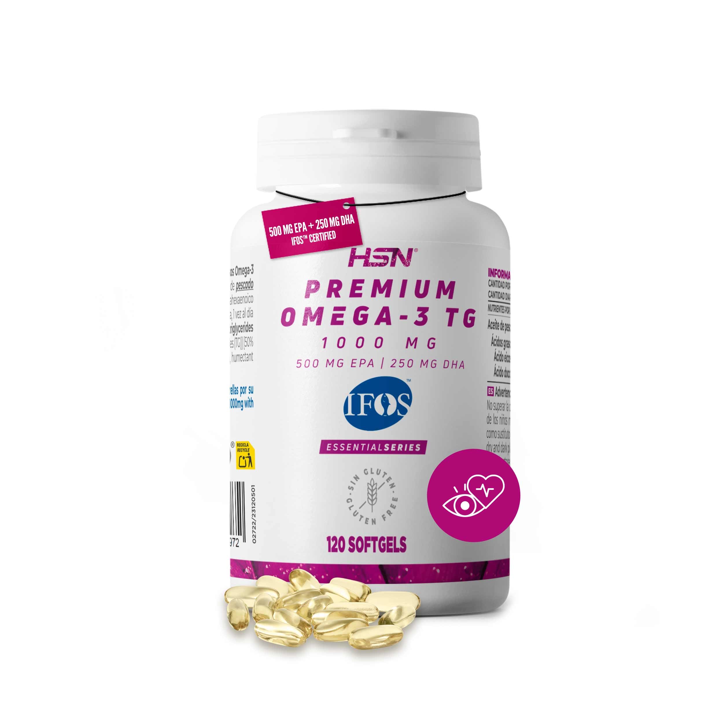 HSN Premium Omega 3 IFOS 5 Estrellas | 120 Perlas | 1000mg Puro Aceite de Pescado