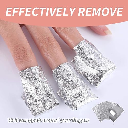 Miniatura 5 de 100 hojas de lámina de uñas, removedor de gel de uñas, papel de aluminio para remojar con almohadillas de algodón grandes, removedor de esmalte de