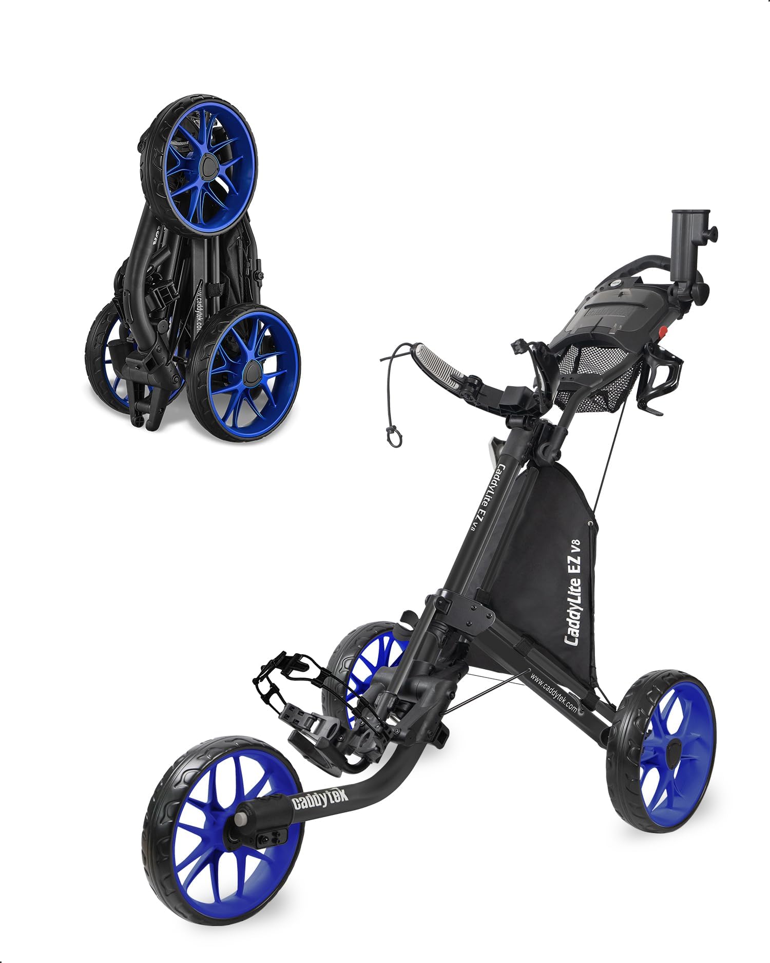 CaddyTek Caddylite EZ V8 EZ-Fold Golftrolley mit 3 Rdern, zum Schieben, zusammenklappbar