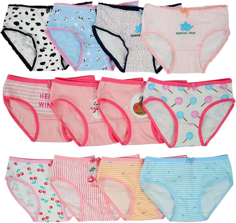 Toddler Soft Cotton Underwear Baby Panties Little Girls' 12-Pack Assorted Briefs