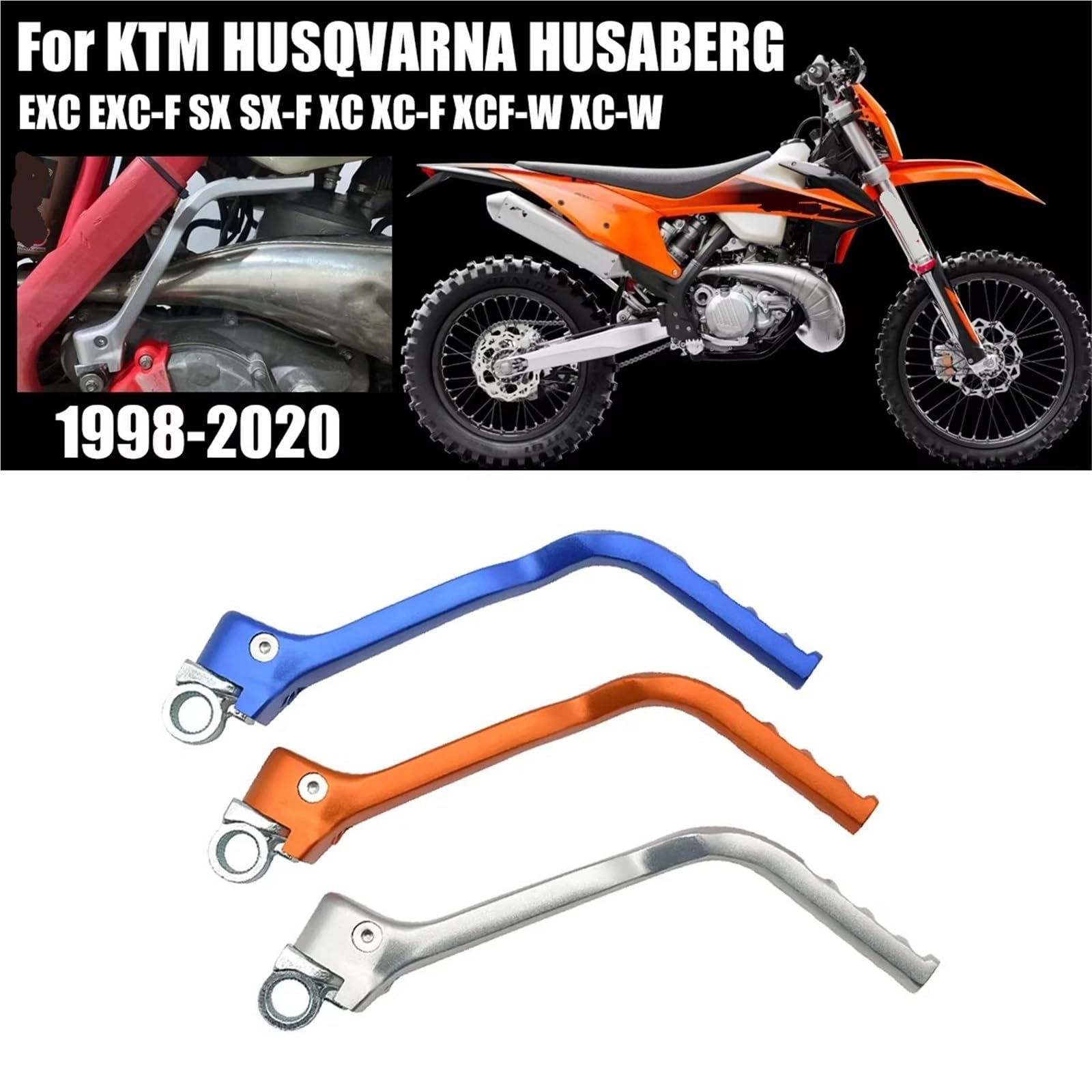kick starter Convient pour Husqvarn TE TC pour KTM SX XC XCW XCF XCFW SXF EXC EXCF 250 300 350 450 2011-2016 Démarreur de moto(Silver 503)