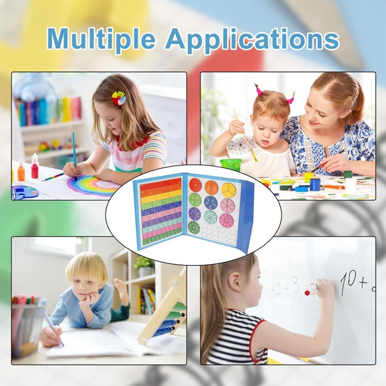 Frazione magnetica - Puzzle educativo con frazione magnetica, attività didattiche per bambini dai 4 anni in su, pratica di gruppo, scuola elementare, casa, aula