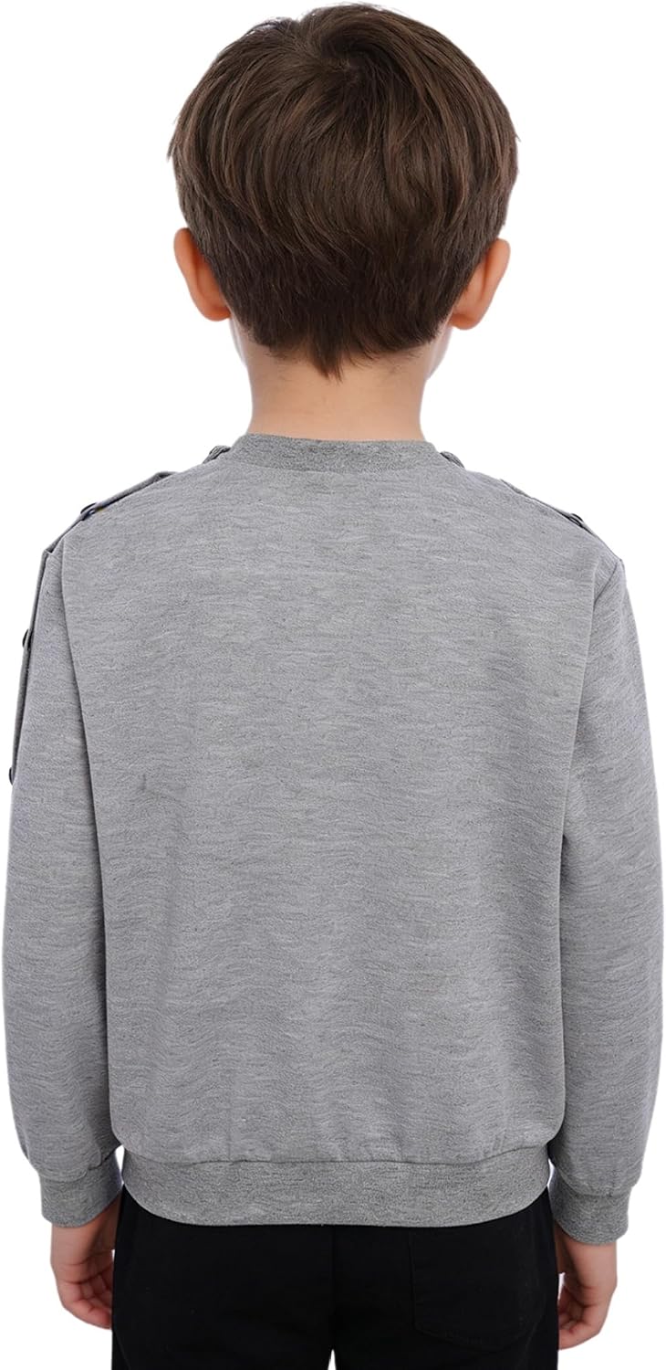 Kids Boys Girls Post Shoulder Surgery Shirts Button Long Sleeve Pullover Sweatshirt Chemo Port Adaptive Clothing