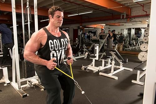 Manijas de gimnasio de agarre delgado "doble" para entrenamientos de máquina de cable, asas de cable 20% más fuertes de tracción central, ataque LAT