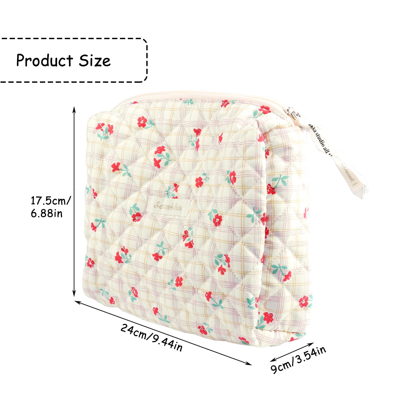 Rumyve Cosmetic Bag,Large Capacity Portable Travel Makeup Bags,Toiletry Bag Pouch Storage Organiser Gifts for Women Ladies Girls(Pink Flower) - Image 2