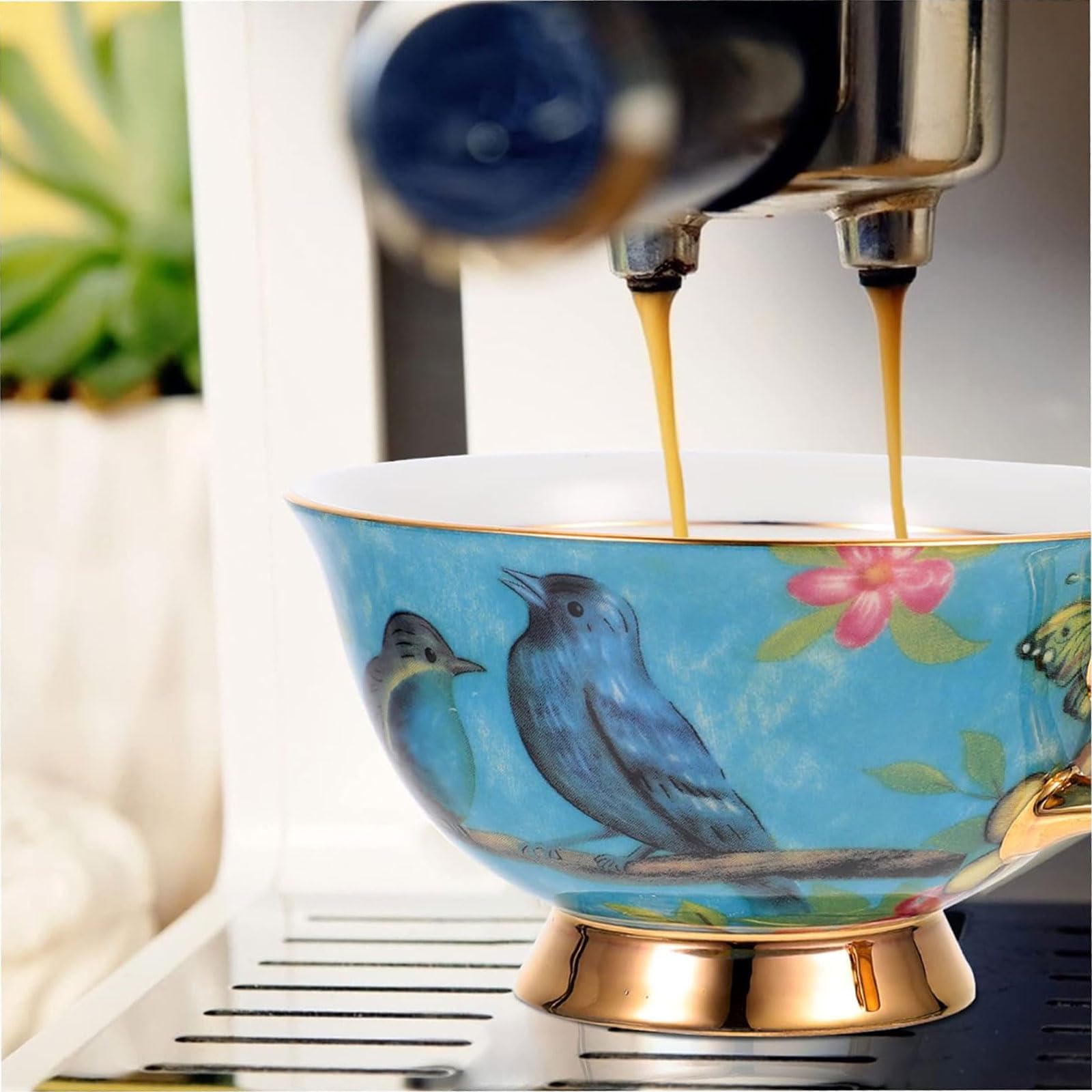 Tazza da tè 1 set di tazze da caffè in porcellana, set di piatti per ragazza in ceramica in stile europeo con manico e piattino, adatto per caffetteria, ristorante Tazza di caffè